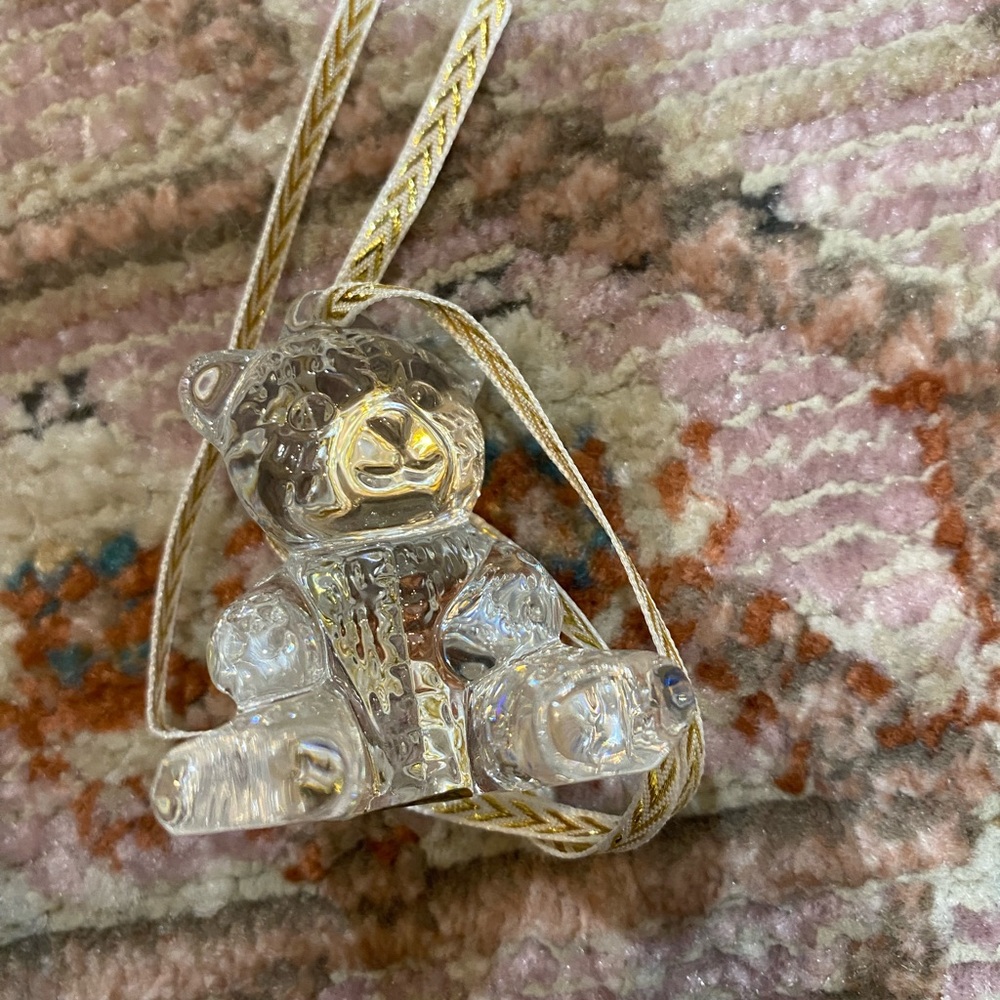 Waterford Crystal Teddy Bear Ornament with Gold Accents - Picture 6 of 9